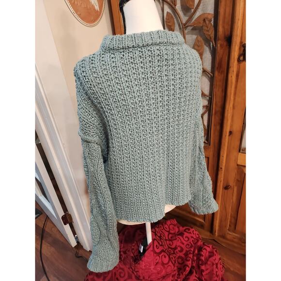 Free People Cable Sweater Knit in White Spruce, Size Large - Picture 3 of 10
